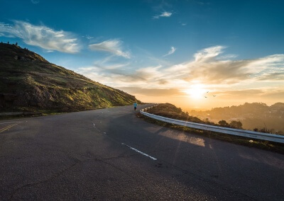 road-dawn-mountains-sky